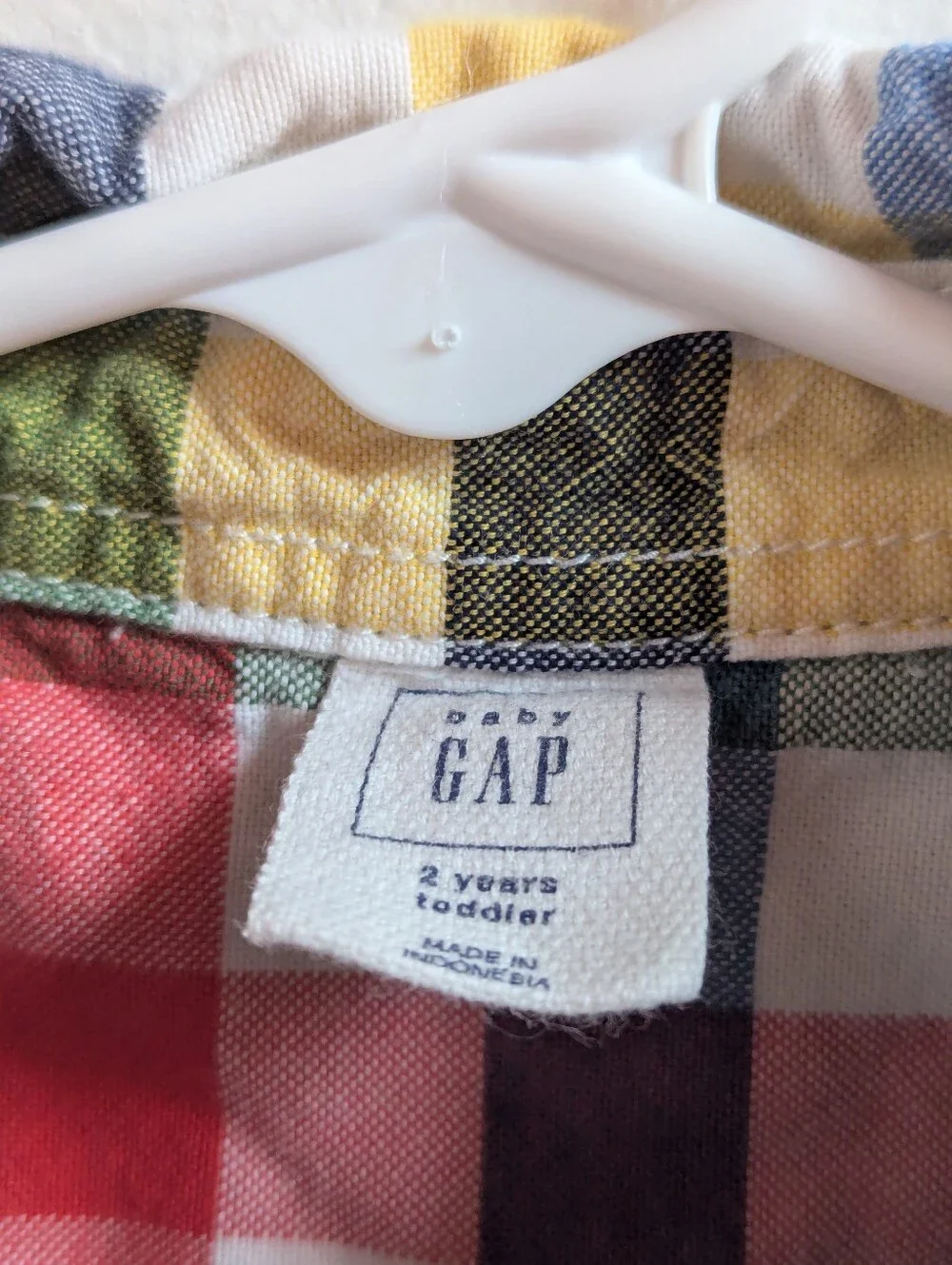 Baby Gap Button Down Shirt Boys 2Y Rainbow Plaid Long Sleeve